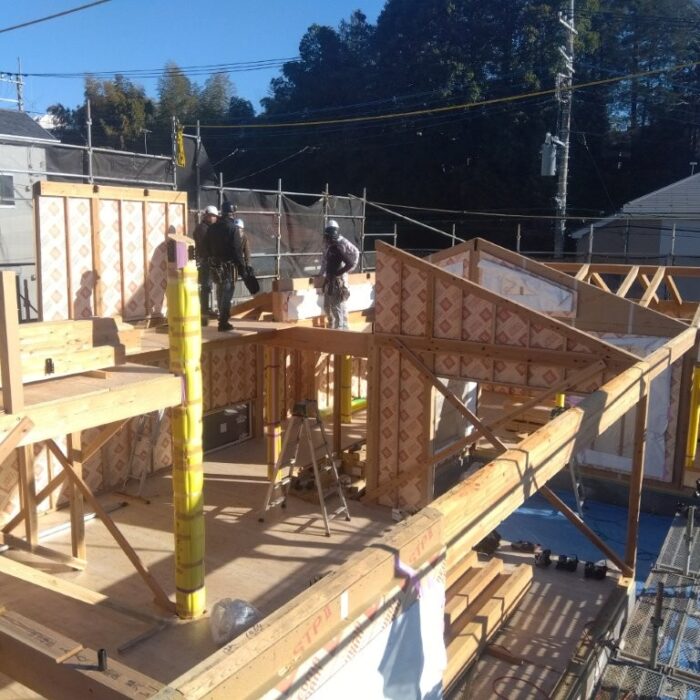 大きな平屋住宅の建て方を行いました！